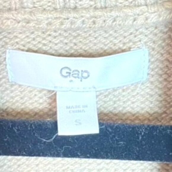 Gap Womens Beige Wool Blend Cowl Neck Sweater Size S With 1/4 Zip Collar - Picture 6 of 8